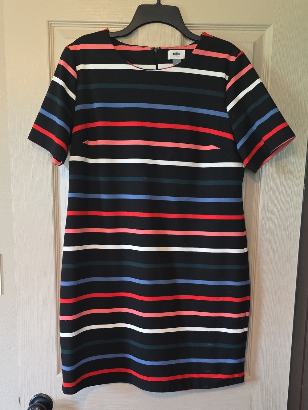 Old Navy Black Mini Dress with Red, Blue & White Stripes